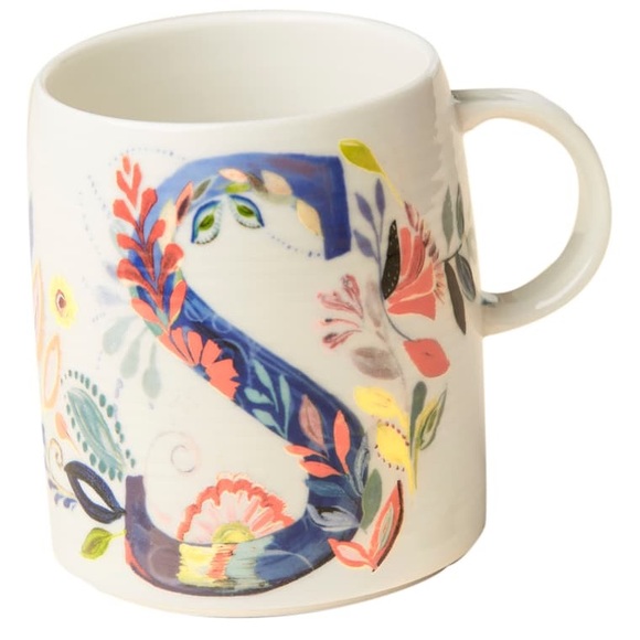Anthropologie Petal Palette Monogram S Mug Stella - Picture 2 of 8